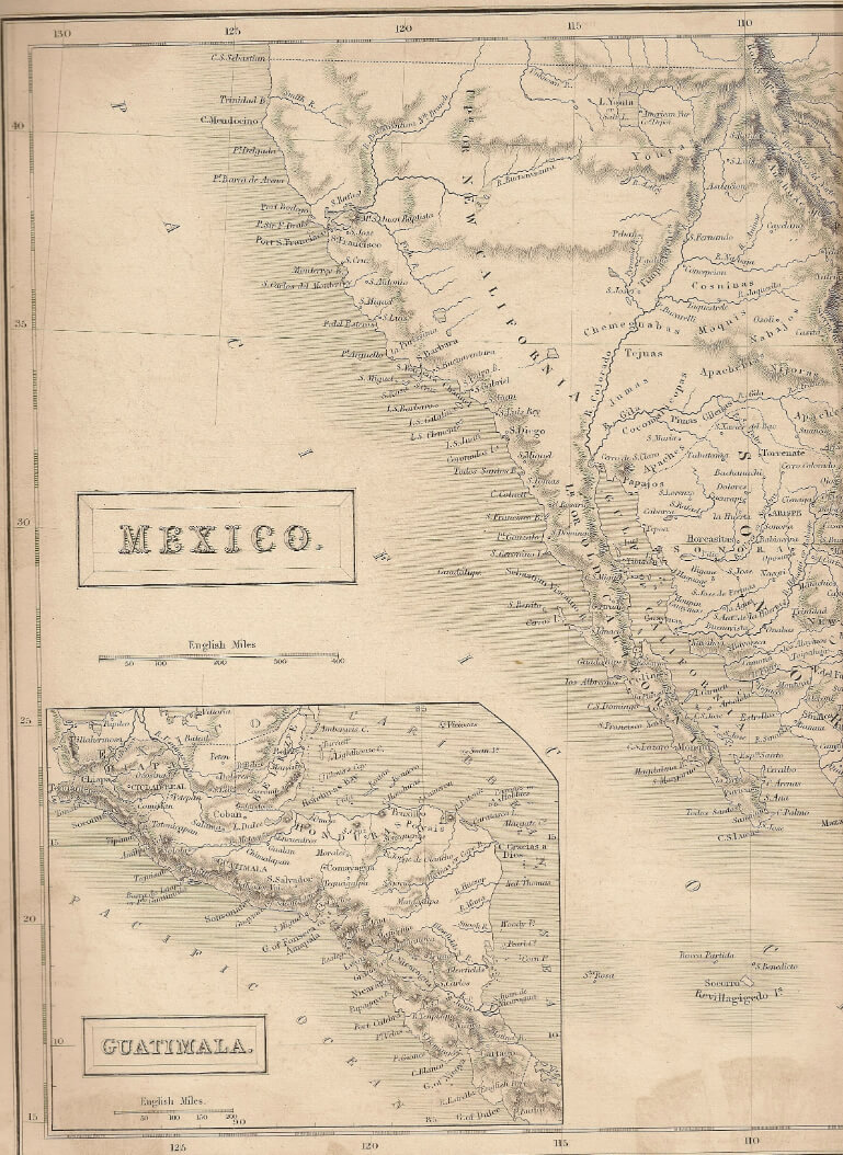 Alta California Map in 1838